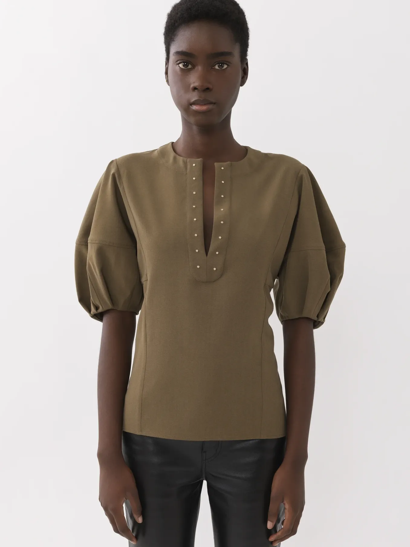 Tops Et Blouses-Chloé Top Manches Ballon Obscure Khaki