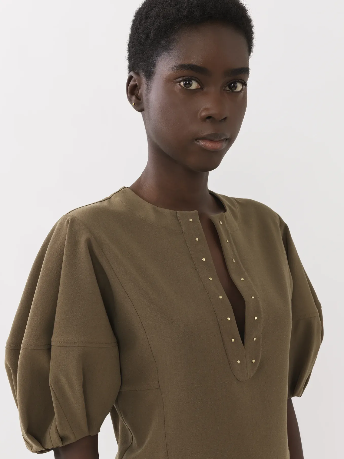 Tops Et Blouses-Chloé Top Manches Ballon Obscure Khaki