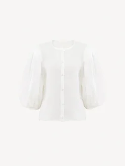 Tops Et Blouses-Chloé Top Manches Bouffantes Blanc