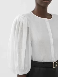 Tops Et Blouses-Chloé Top Manches Bouffantes Blanc