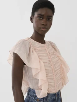 Tops Et Blouses-Chloé Top Volante Pansy Pink