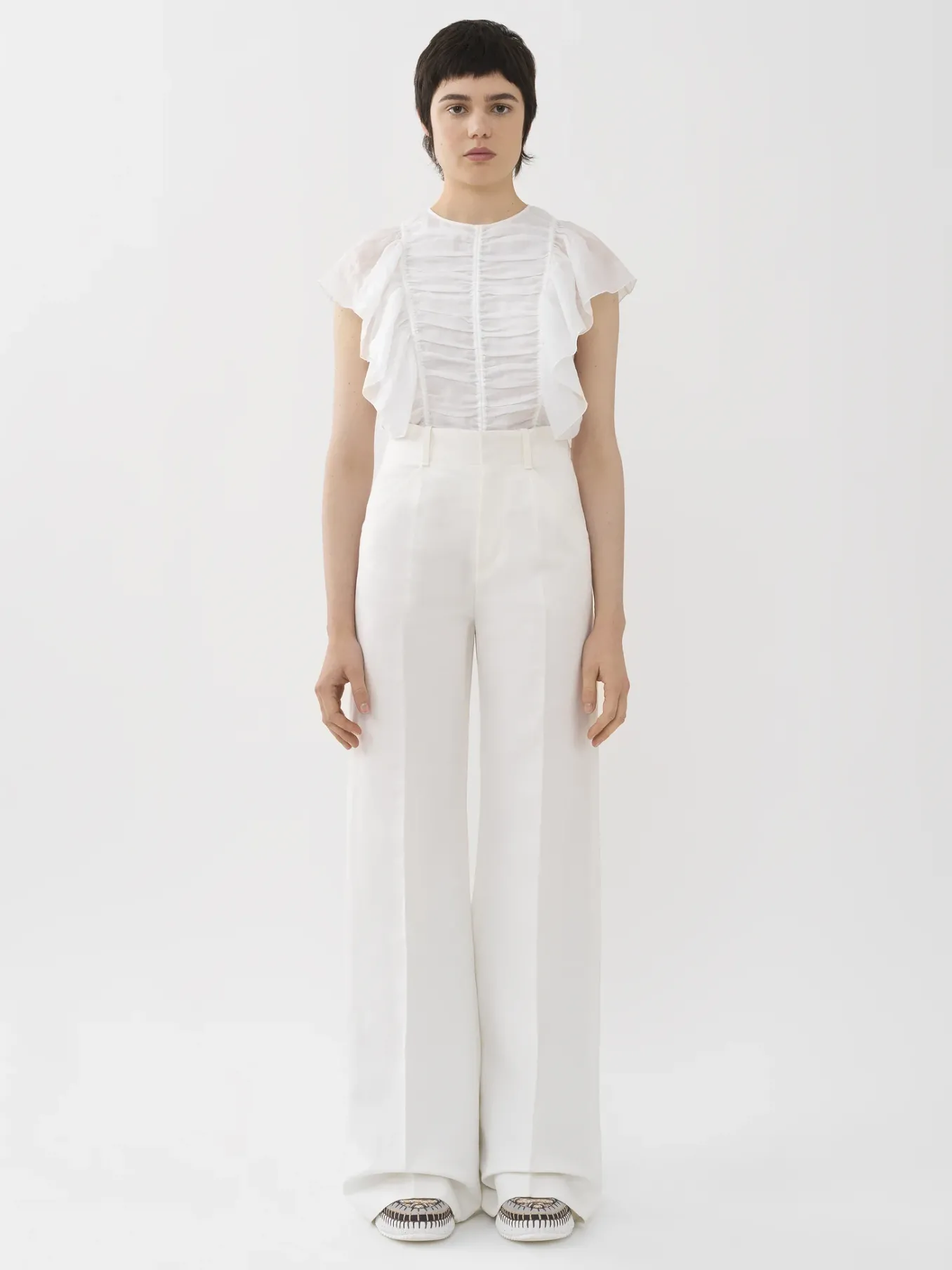 Tops Et Blouses-Chloé Top Volante Blanc