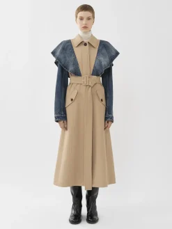 Manteaux-Chloé Trench Bi-Matiere Pearl Beige