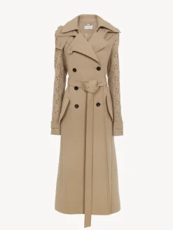 Manteaux-Chloé Trench Long Ceinture Pearl Beige