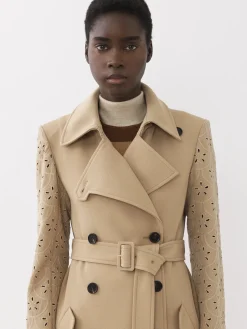 Manteaux-Chloé Trench Long Ceinture Pearl Beige