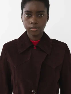 Cuir-Chloé Trench Long Ceinture Darkened Brown