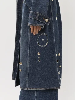 Denim-Chloé Trench Midi Faded Denim