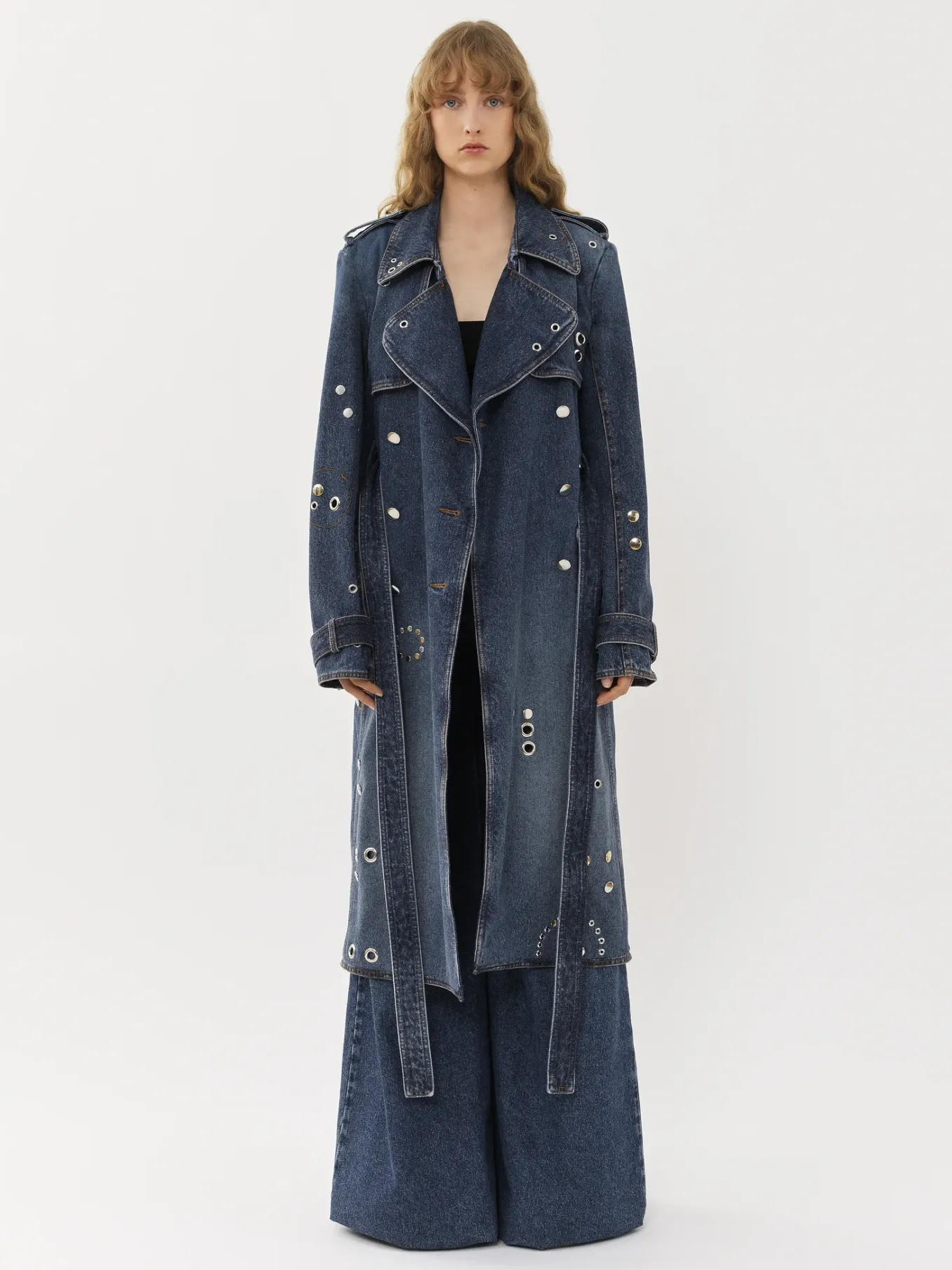 Denim-Chloé Trench Midi Faded Denim