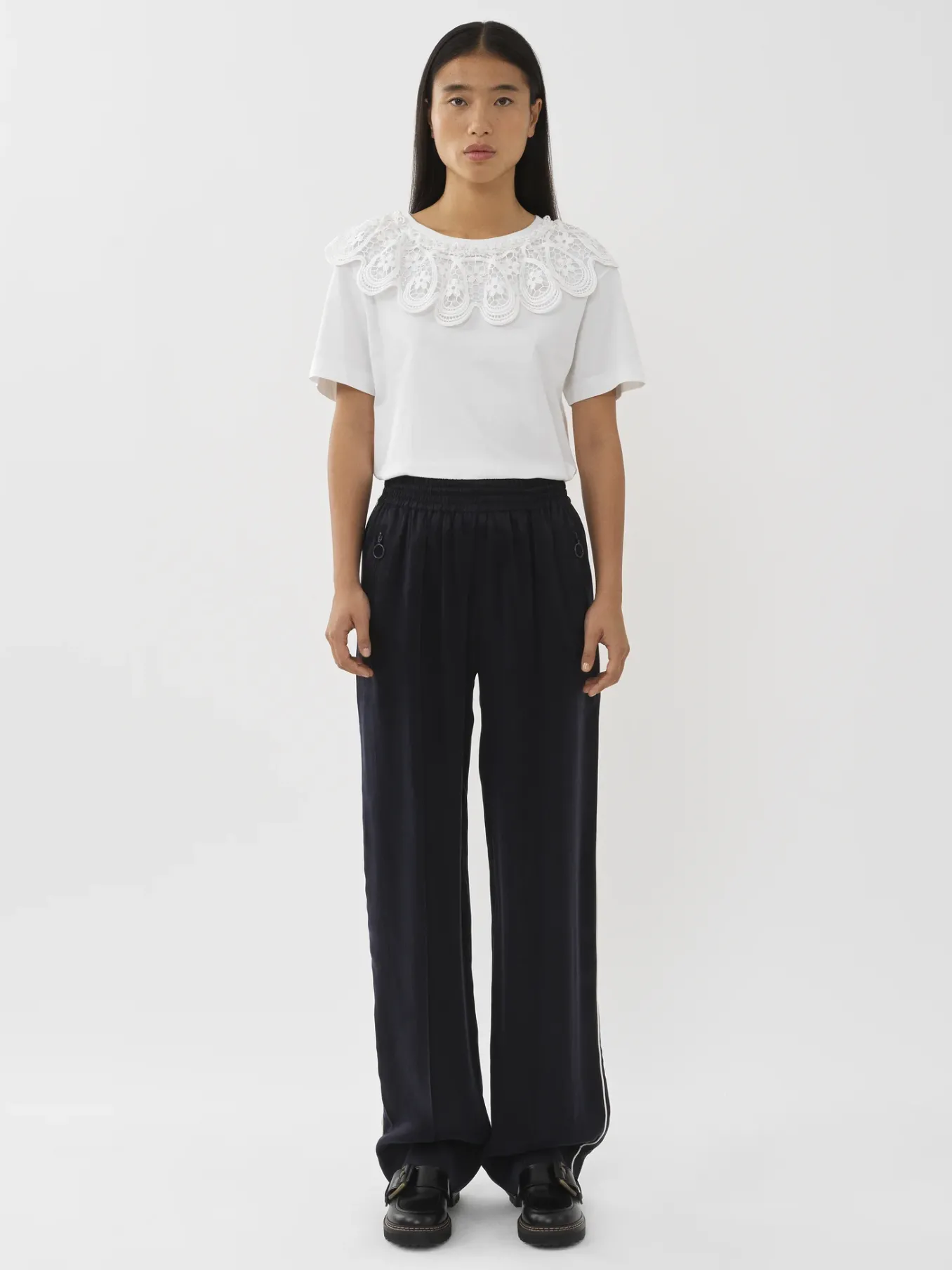 Vêtements-Chloé T-Shirt A Collerette Blanc
