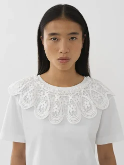 Vêtements-Chloé T-Shirt A Collerette Blanc