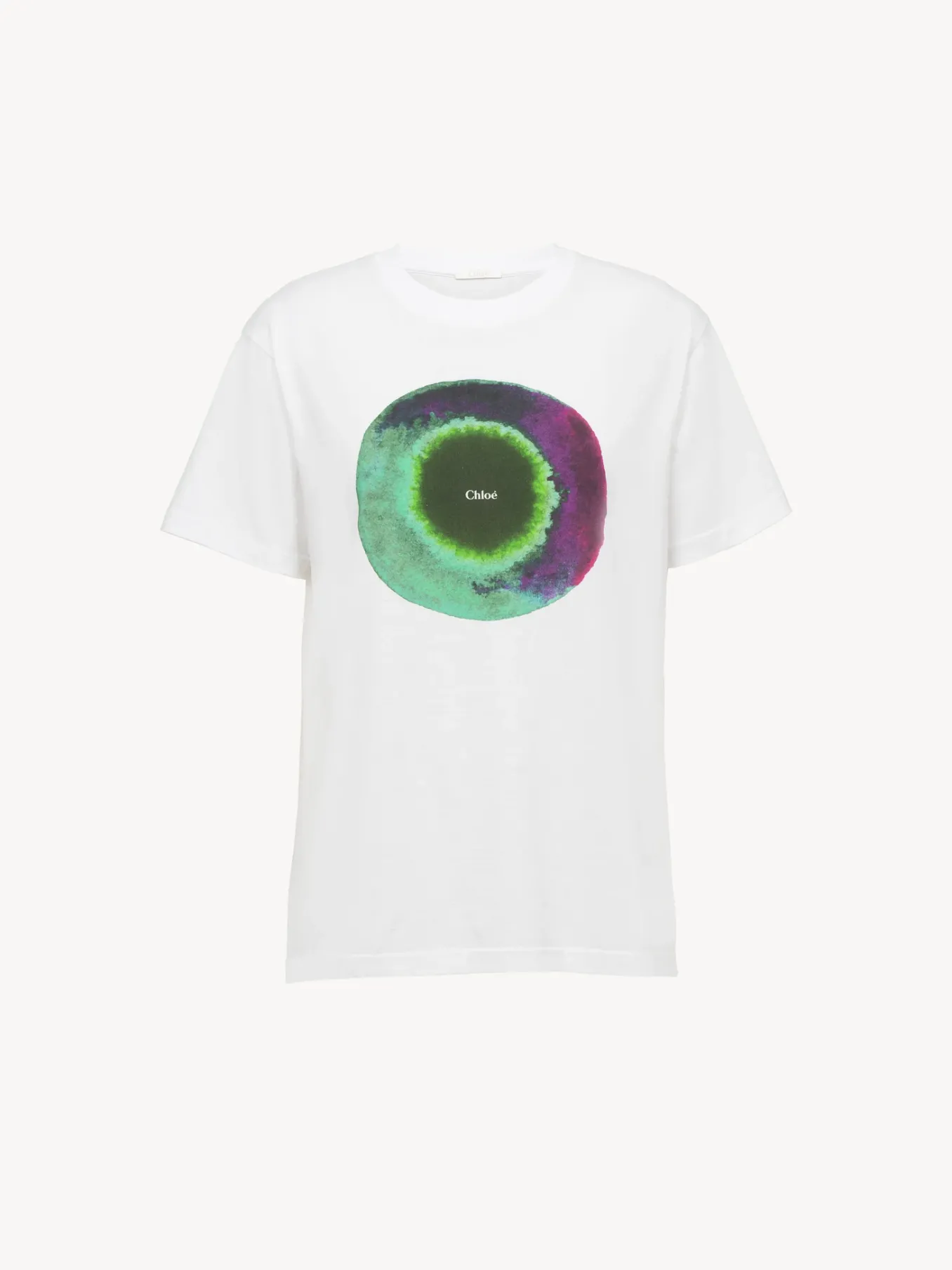 Tops Et Blouses-Chloé T-Shirt Col Rond White - Green 1