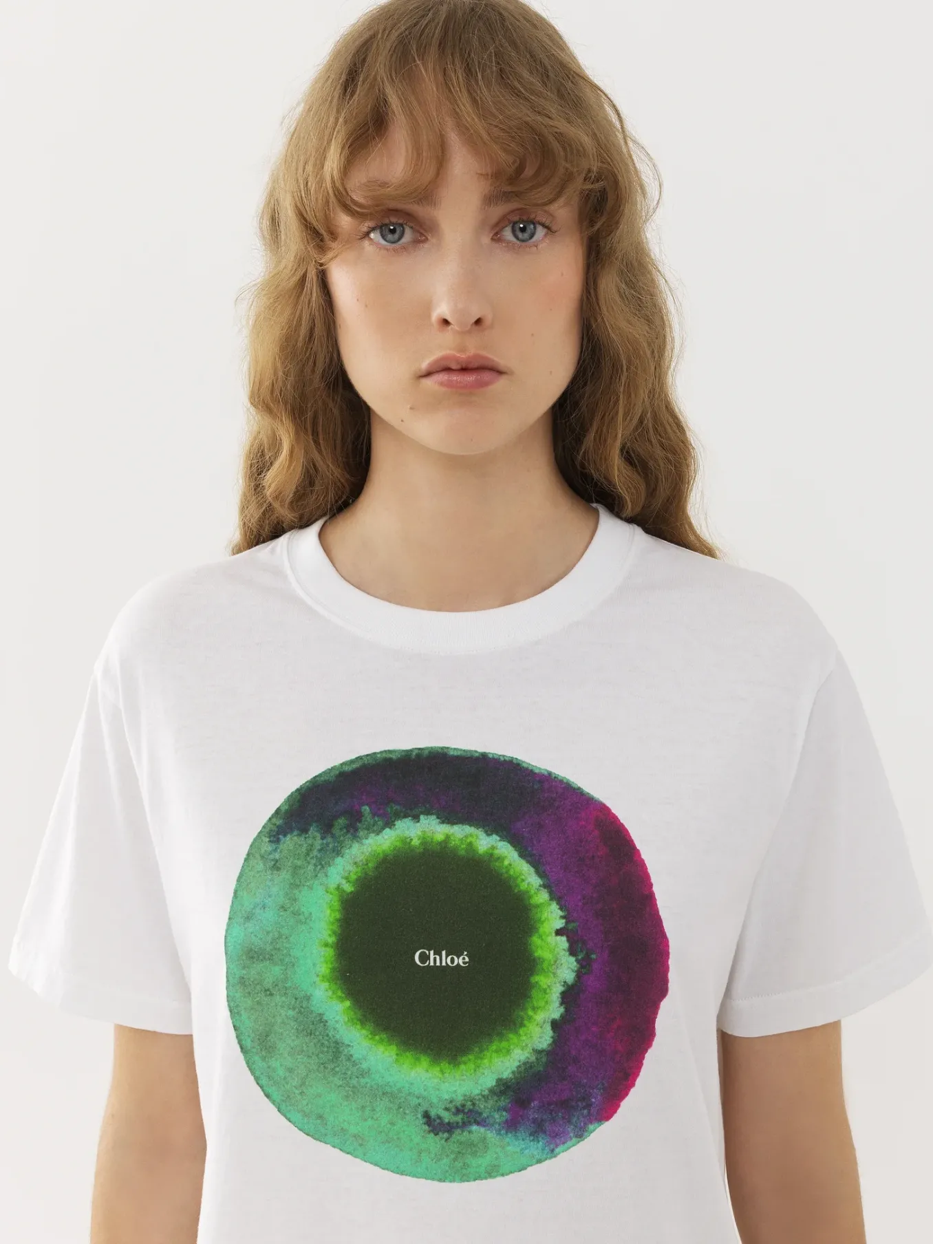 Tops Et Blouses-Chloé T-Shirt Col Rond White - Green 1