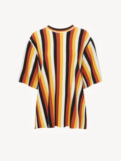 Maille-Chloé T-Shirt Col Rond Multicolor Orange 1