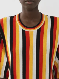 Maille-Chloé T-Shirt Col Rond Multicolor Orange 1