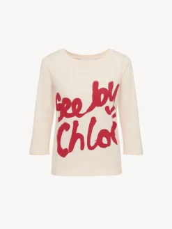 Vêtements-Chloé T-Shirt Encolure Bateau Peachy Pink