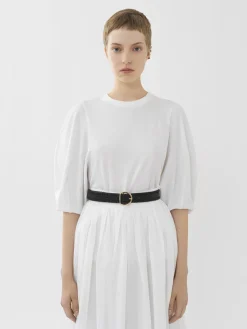 Tops Et Blouses-Chloé T-Shirt Manches Ballon Blanc