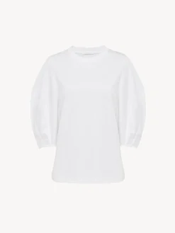 Tops Et Blouses-Chloé T-Shirt Manches Ballon Blanc