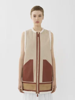 Vestes-Chloé Veste Aviateur Sans Manches Soft Tan