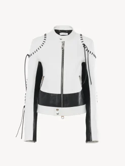 Vestes-Chloé Veste Biker Courte A Lacets Black - White 1