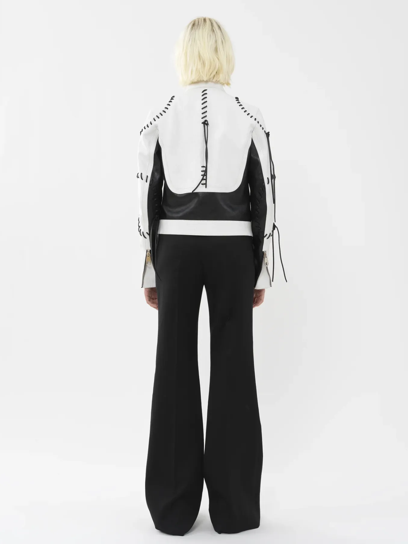 Vestes-Chloé Veste Biker Courte A Lacets Black - White 1