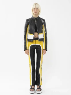 Vestes-Chloé Veste Biker Courte A Lacets Black - Yellow 1