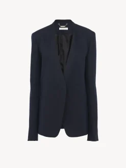 Vestes-Chloé Veste Blazer Sans Col Ouverte Abyss Blue