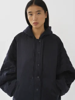 Vêtements-Chloé Veste Bomber A Capuche Ink Navy