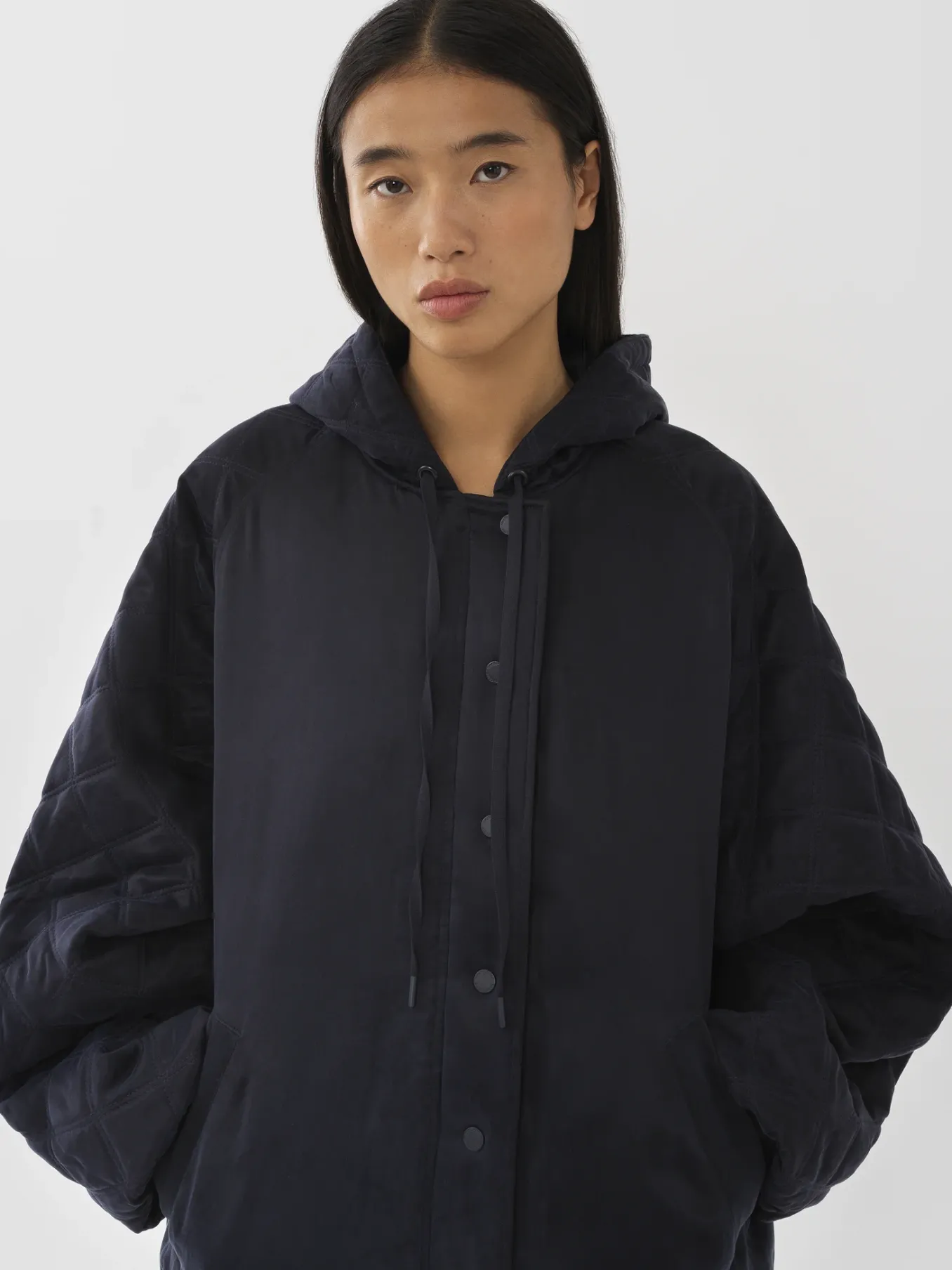 Vêtements-Chloé Veste Bomber A Capuche Ink Navy