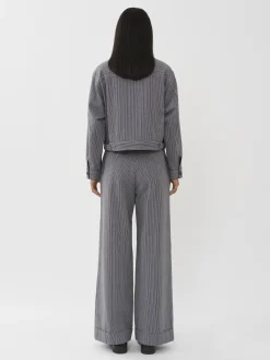 Vêtements-Chloé Veste Courte Sans Col Blue - White 1