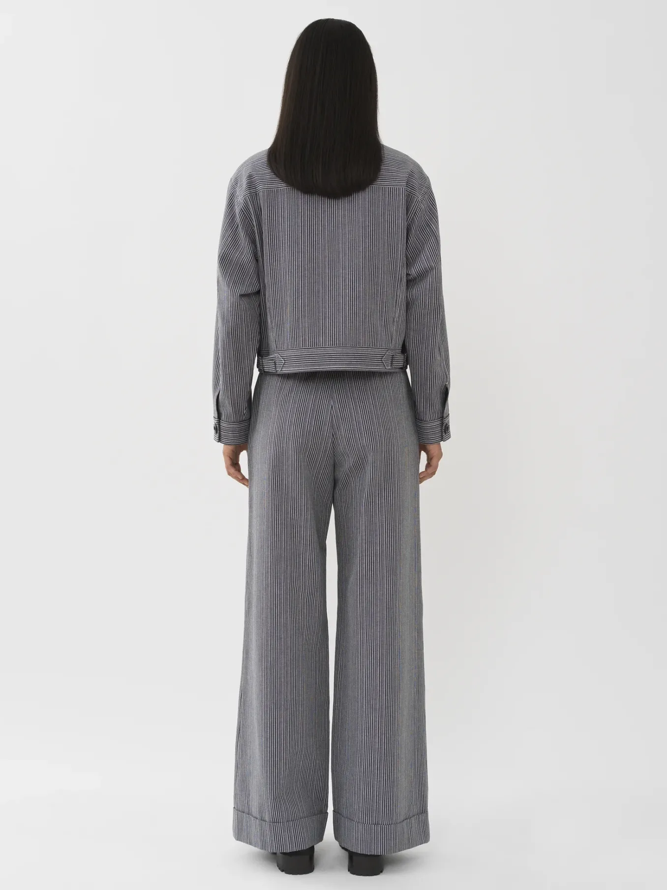 Vêtements-Chloé Veste Courte Sans Col Blue - White 1