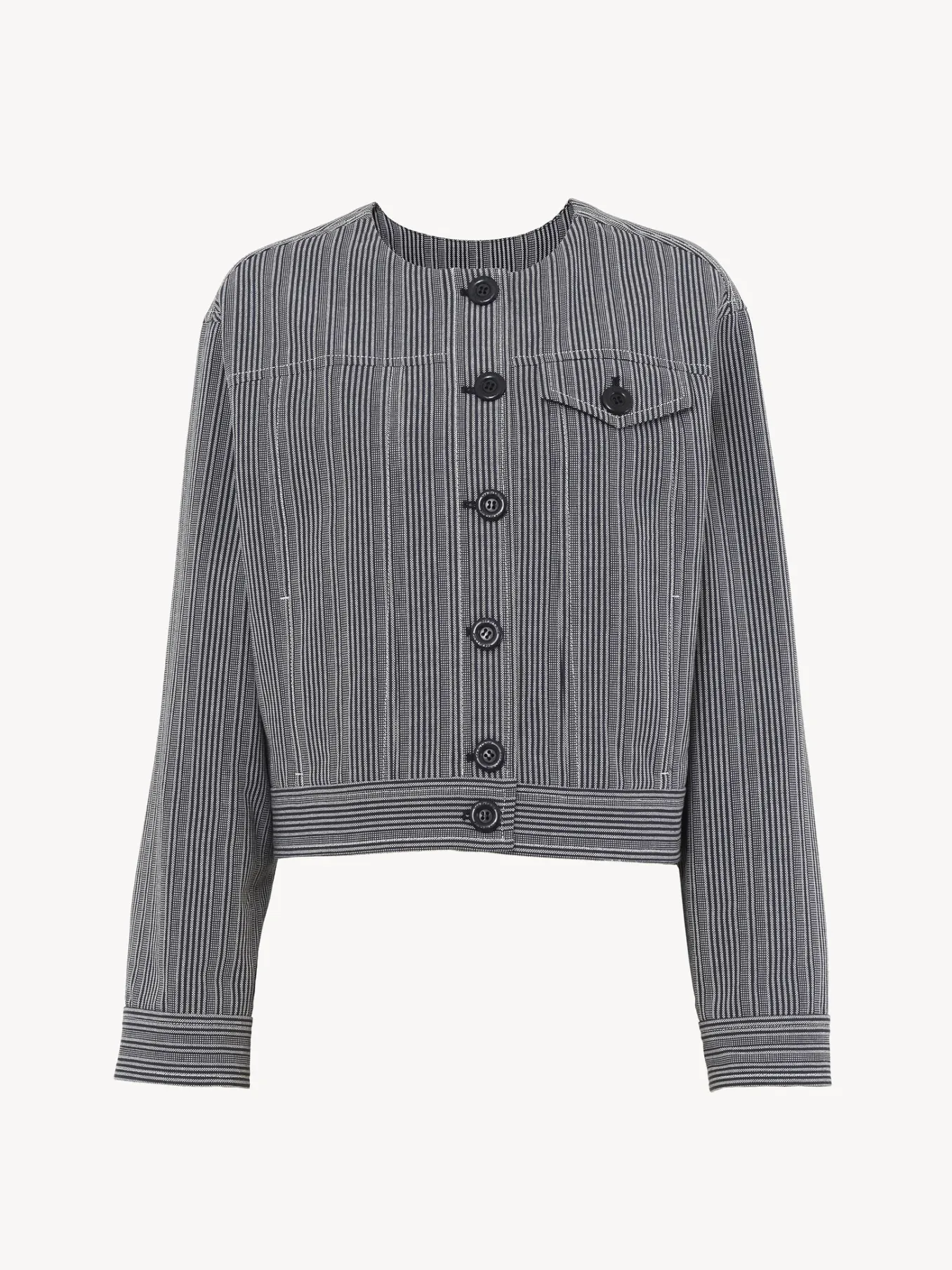 Vêtements-Chloé Veste Courte Sans Col Blue - White 1