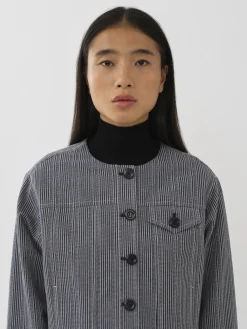 Vêtements-Chloé Veste Courte Sans Col Blue - White 1