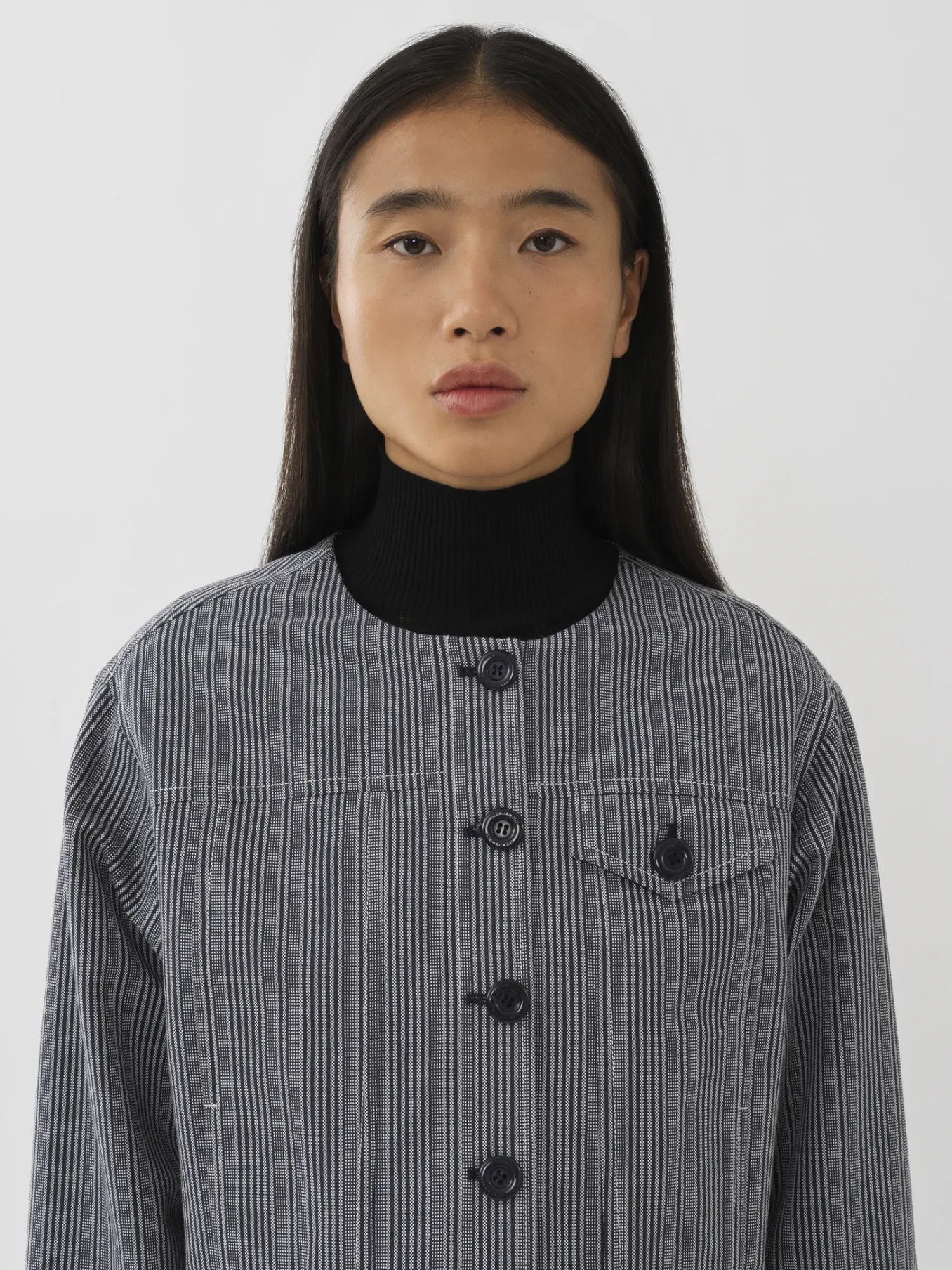 Vêtements-Chloé Veste Courte Sans Col Blue - White 1