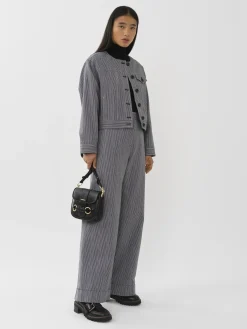 Vêtements-Chloé Veste Courte Sans Col Blue - White 1