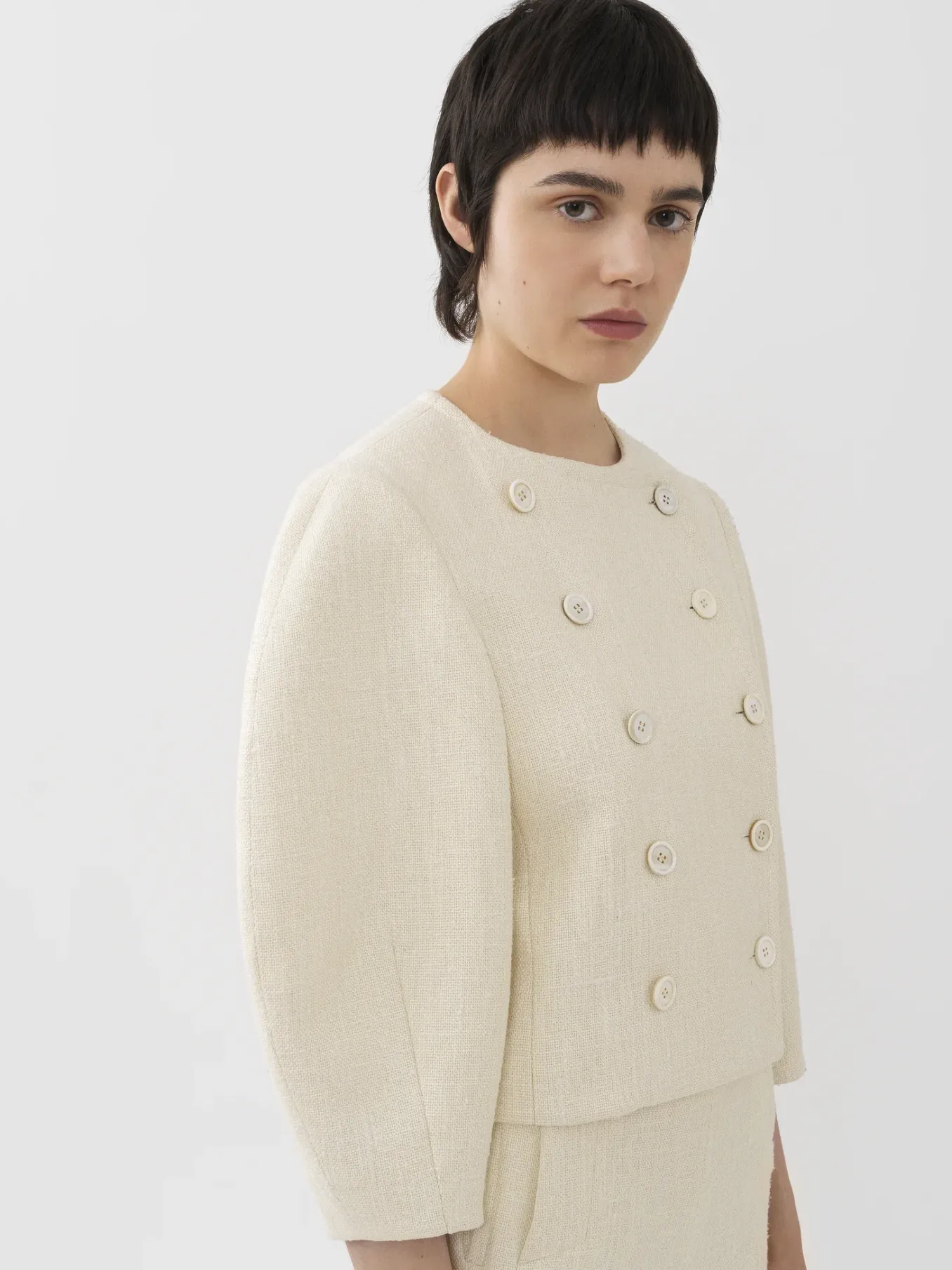 Vestes-Chloé Veste Croisee Manches Boule Coconut Milk