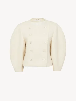 Vestes-Chloé Veste Croisee Manches Boule Coconut Milk