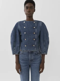 Vestes-Chloé Veste Croisee Manches Boule Dusky Blue