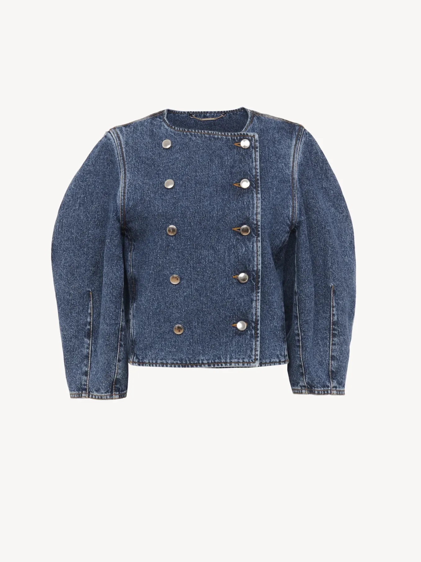Vestes-Chloé Veste Croisee Manches Boule Dusky Blue
