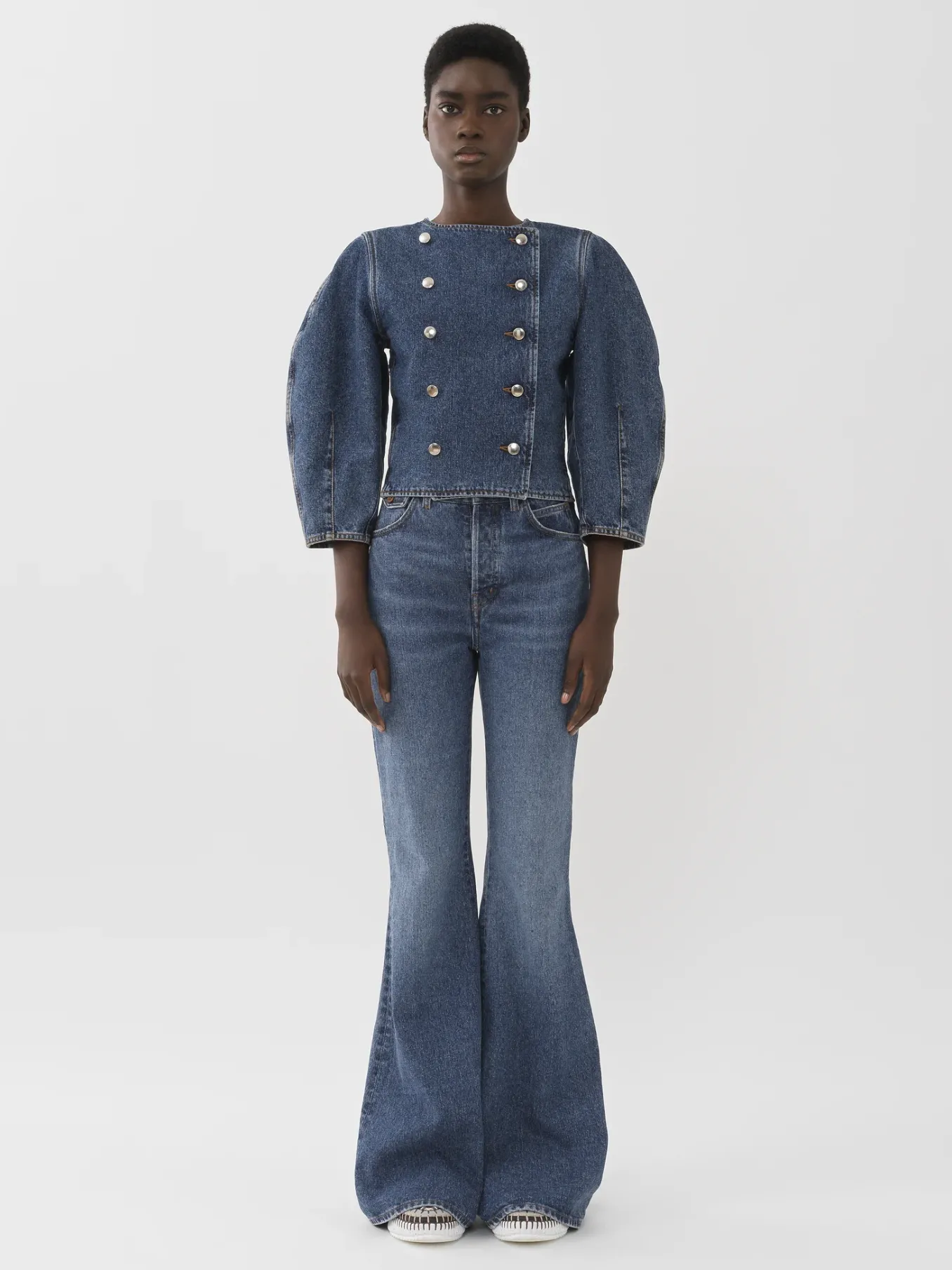 Vestes-Chloé Veste Croisee Manches Boule Dusky Blue