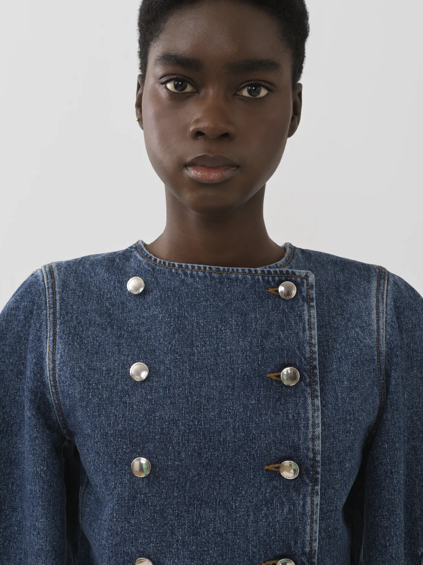 Vestes-Chloé Veste Croisee Manches Boule Dusky Blue