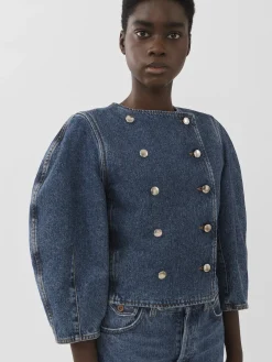 Vestes-Chloé Veste Croisee Manches Boule Dusky Blue
