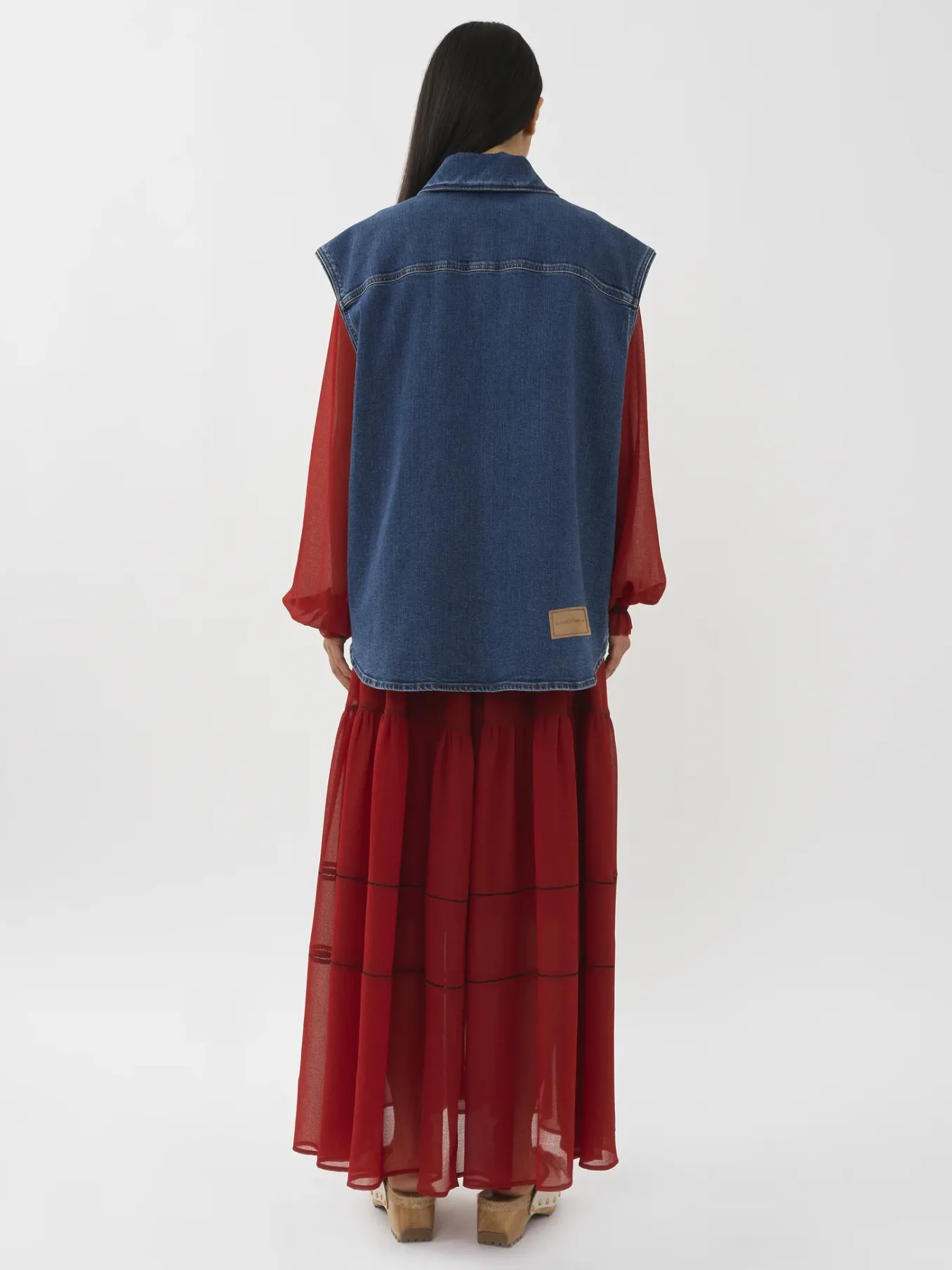 Vêtements-Chloé Veste Sans Manches Oversize Deep Denim